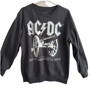 AC/DC For Those About to Rock Graphic Gray Long Sleeve Crewneck Adult Medium